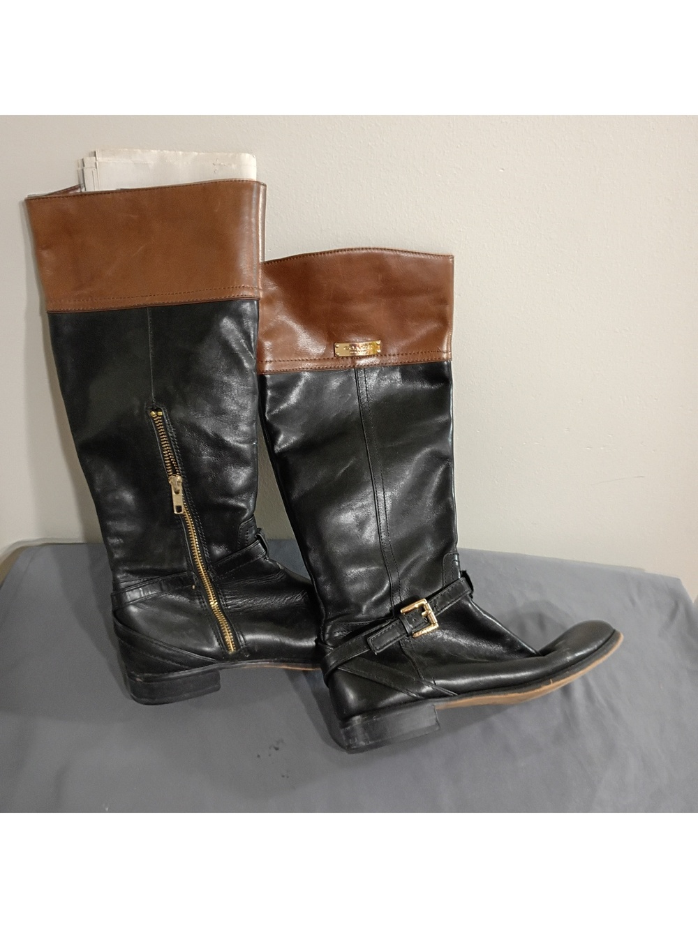 Coach Women's Two-Tone Leather Riding Boots Size 6.5